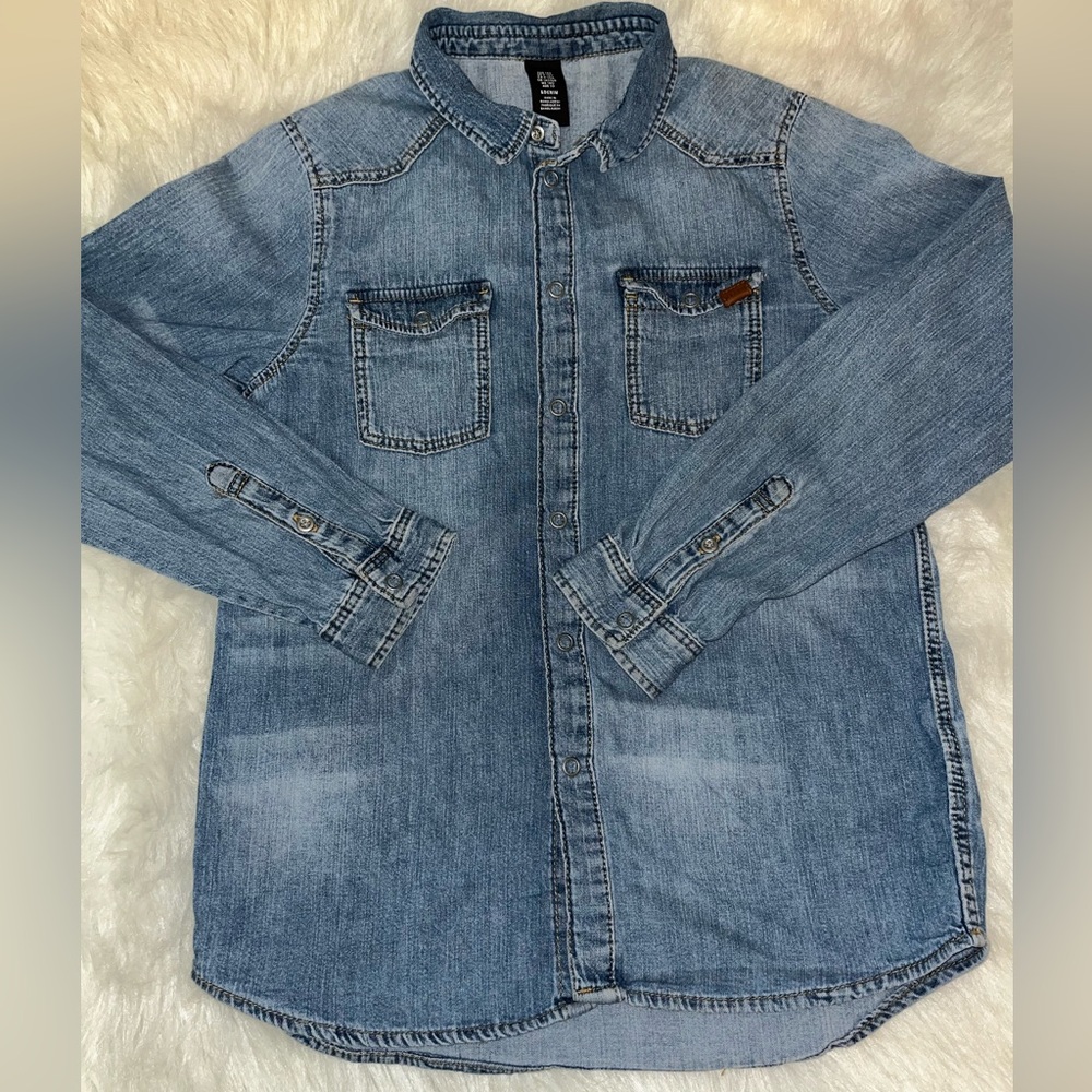 H&M Kids Blue Denim Button Down Shirt